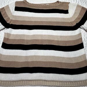 Jeanne Pierre Women's Multicolor Striped Long Sleeve Pullover Sweater Size Large